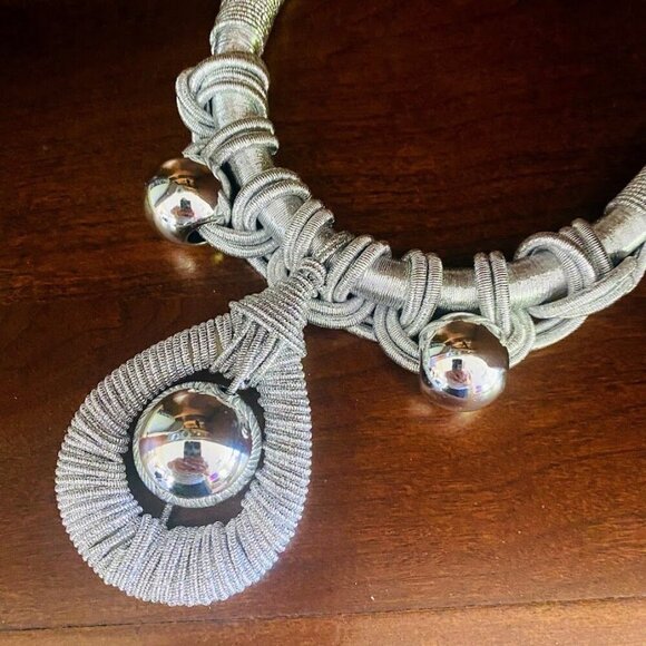 Jennifer & Co. Silver Tribal Ethnic Necklace With Bold Metallic Beads - Picture 5 of 6